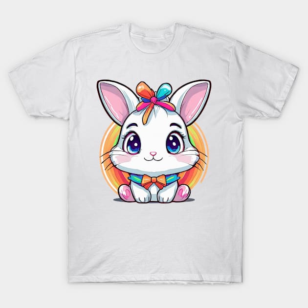 Cute colorful bunny with bowtie T-Shirt by KJ PhotoWorks & Design